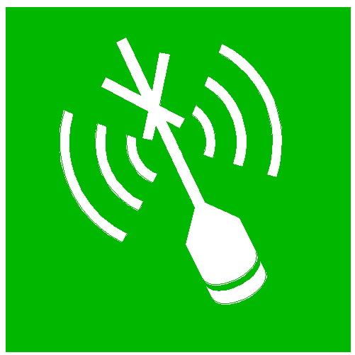 green and white IMO symbol of emergency  position indicating radio beacon for escape plans on yachts