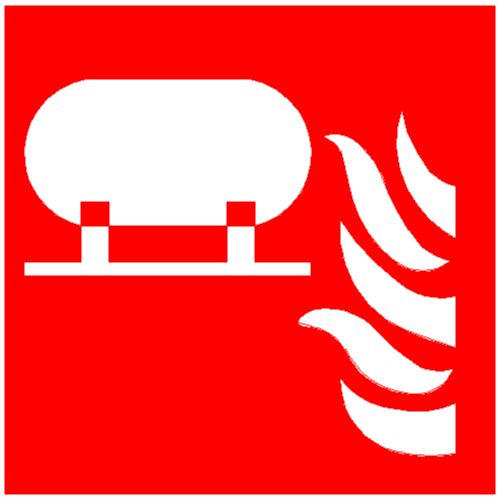 red and white IMO symbol of extinguishing installation for fire control plan on ships