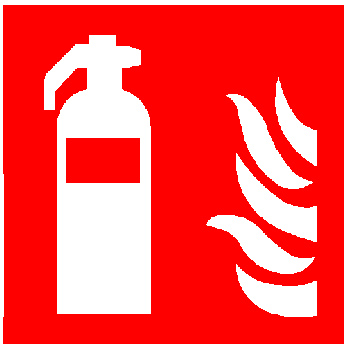 red and white IMO symbol of fire extinguisher for fire control plan on yachts