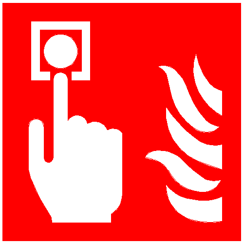 red and white IMO symbol of manual call point for fire control plans on ships