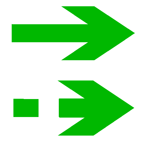 white and green IMO symbol representing two arrows indicating the primary and secondary escape routes